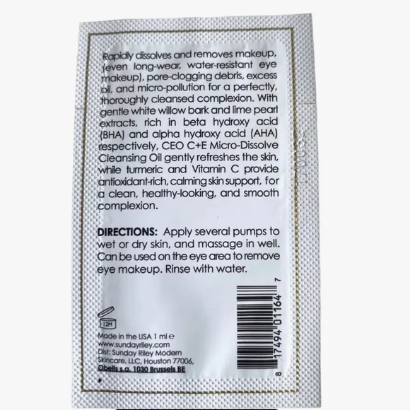 Sunday Riley •  25X CEO Cleansing Oil Samples - Picture 2 of 8